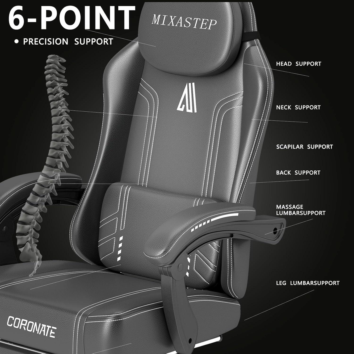 Gaming Stuhl Ergonomisch Verstellbarer Rückenlehne Weiß 150KG