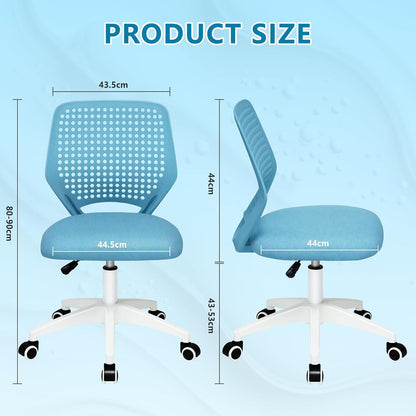 Ergonomischer Bürostuhl mit Netzrücken und Rollen, blau