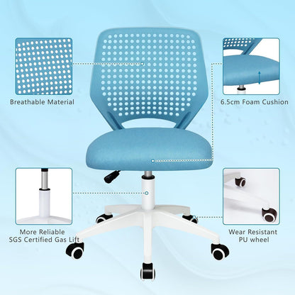Ergonomischer Bürostuhl mit Netzrücken und Rollen, blau