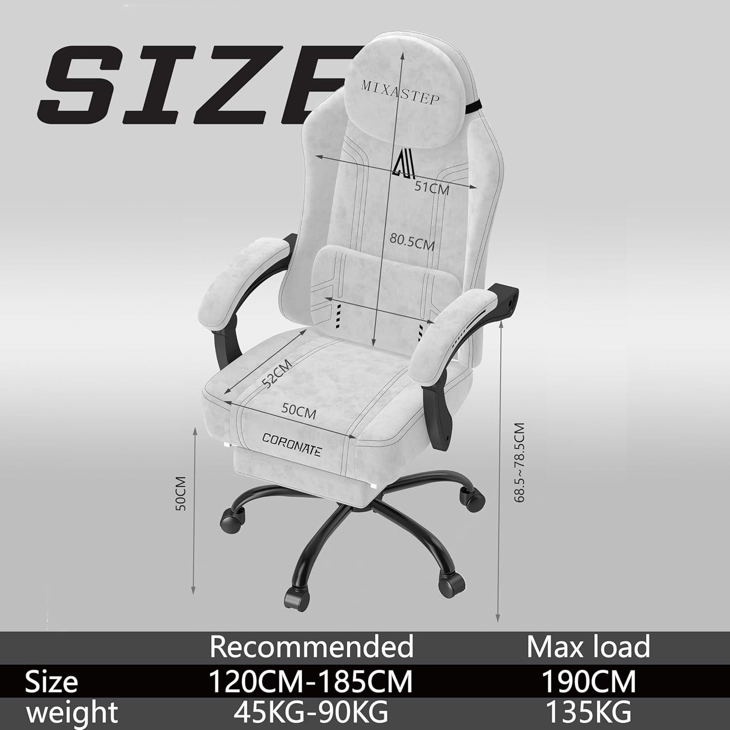 Ergonomischer Gaming Stuhl mit 360° Drehfunktion & verstellbarer