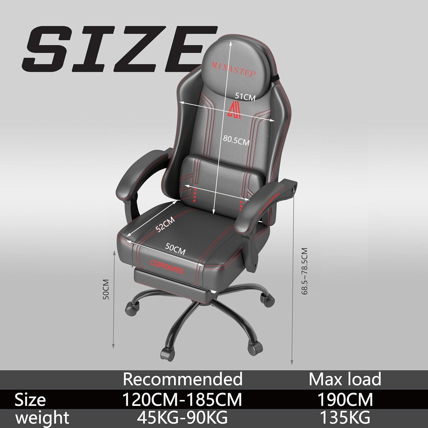 Ergonomischer Gaming Stuhl mit verstellbarer Rückenlehne