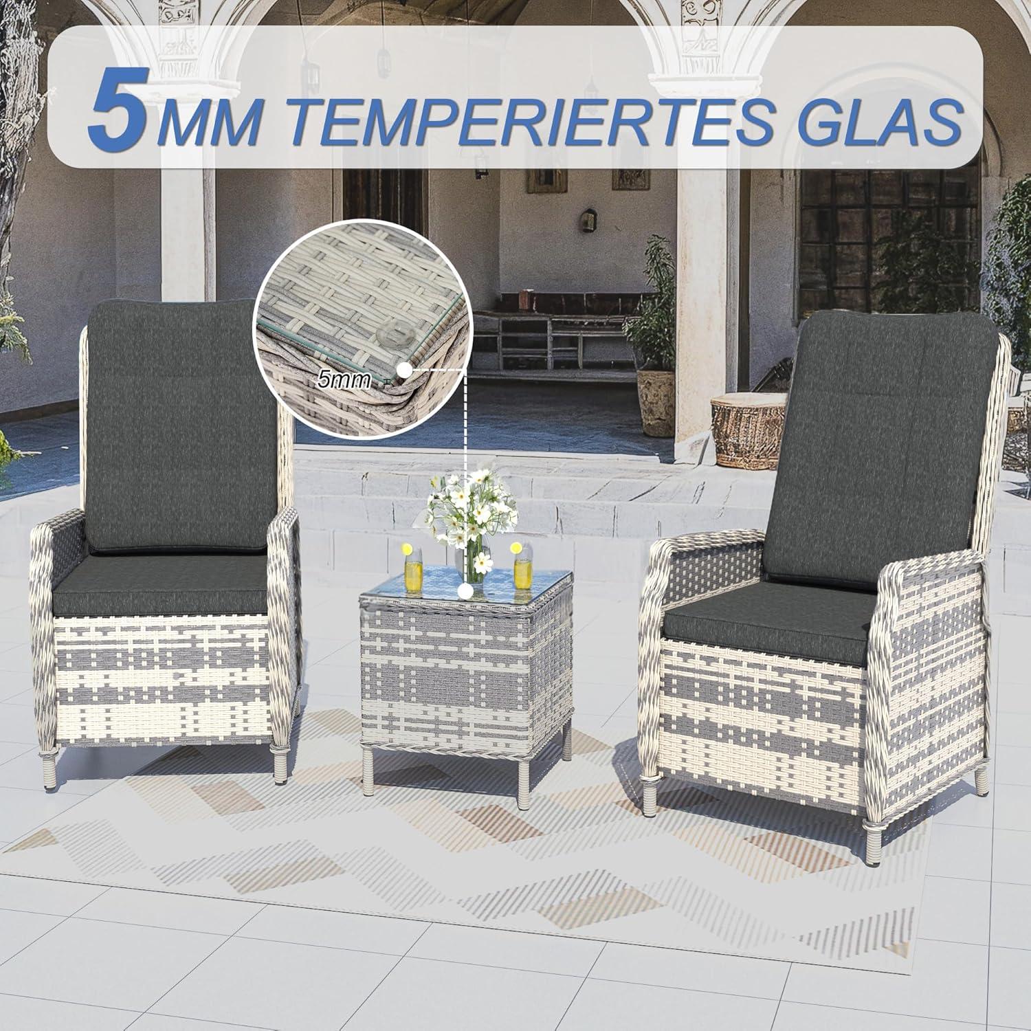 Polyrattan Lounge Set Gartenmöbel für 2 Personen Schwarz