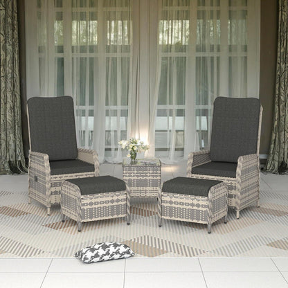 Polyrattan Lounge Set Gartenmöbel für 2 Personen Schwarz