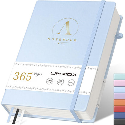 Liniert Notizbuch B5 Hardcover – Hellblau in Lederoptik