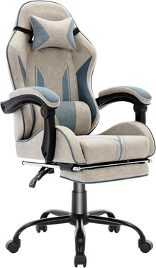 Ergonomischer Gaming Stuhl mit Fußstütze und Premium-Technikstoff