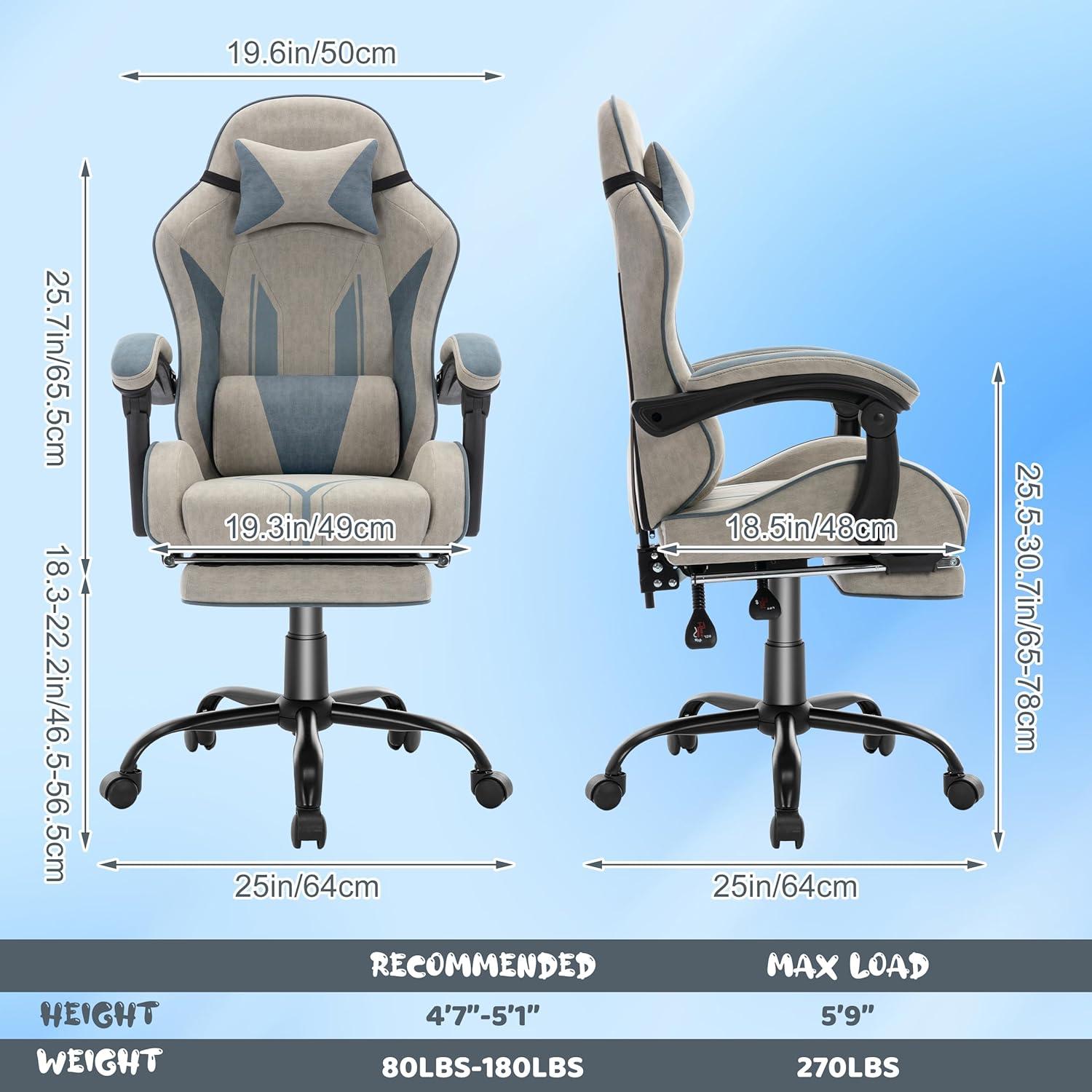 Gaming Stuhl mit Fußstütze Ergonomisch Kopfstütze