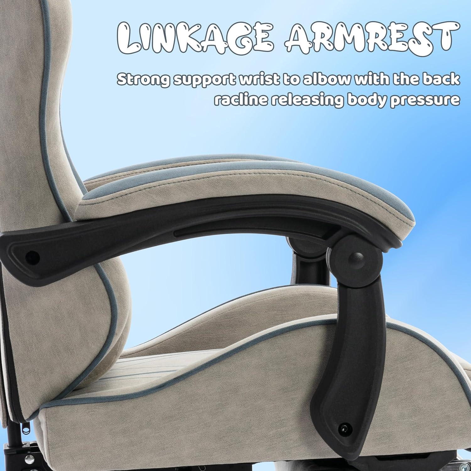 Ergonomischer Gaming Stuhl mit Fußstütze und Kopf- & Lendenkissen - 130kg