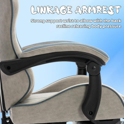 Ergonomischer Gaming Stuhl mit Fußstütze und Kopf- & Lendenkissen - 130kg