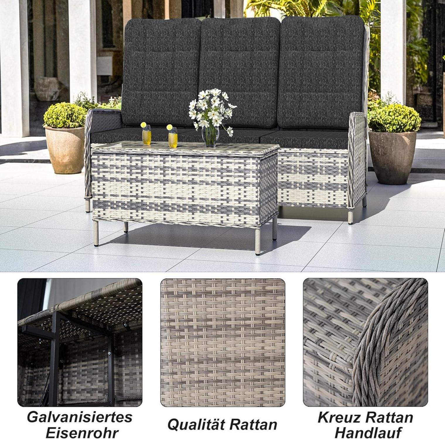 Trumbeak Polyrattan Lounge Set 3 Personen Gartenmöbel