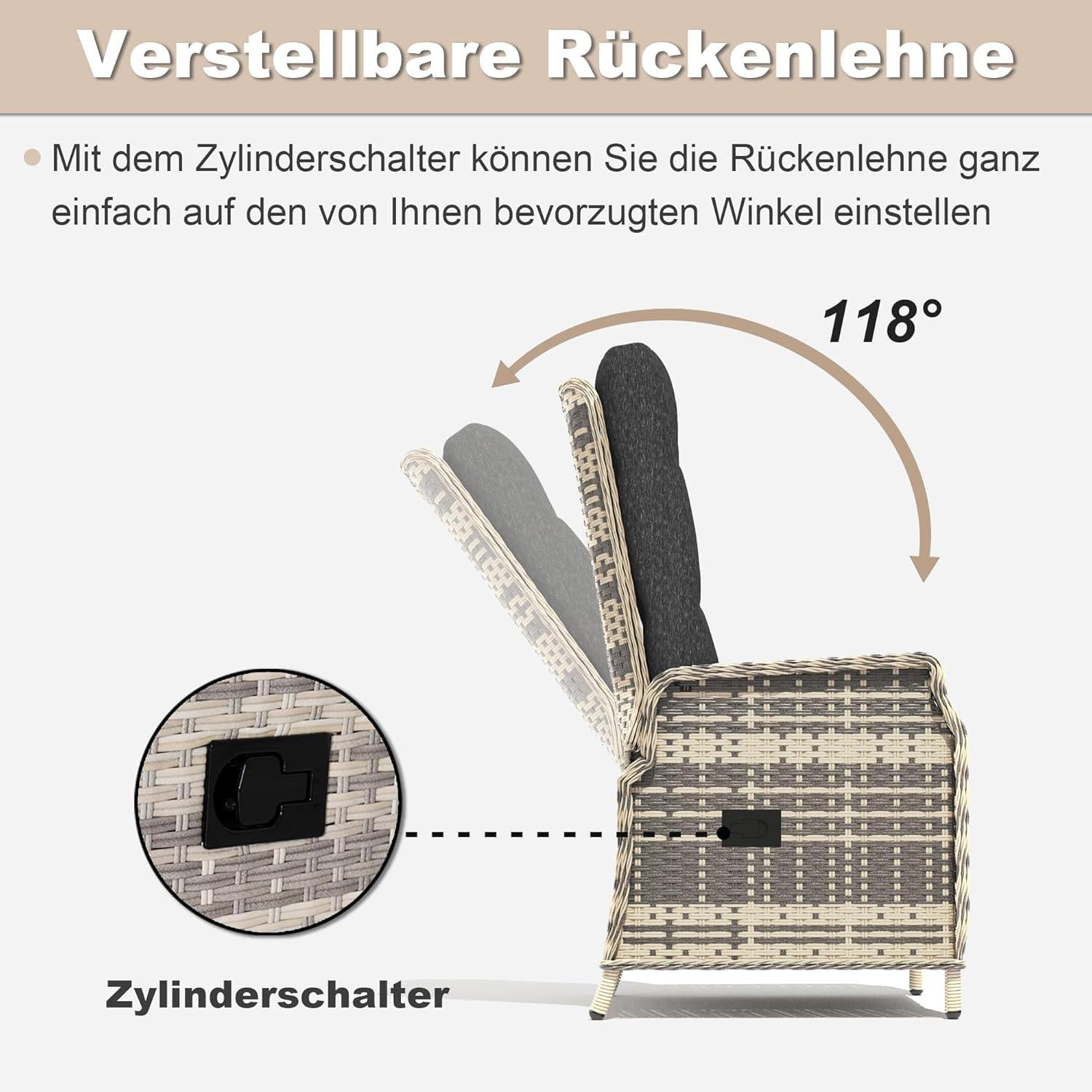Trumbeak Poly Rattan Lounge Set - 3 Personen Gartenmöbel - Schwarz