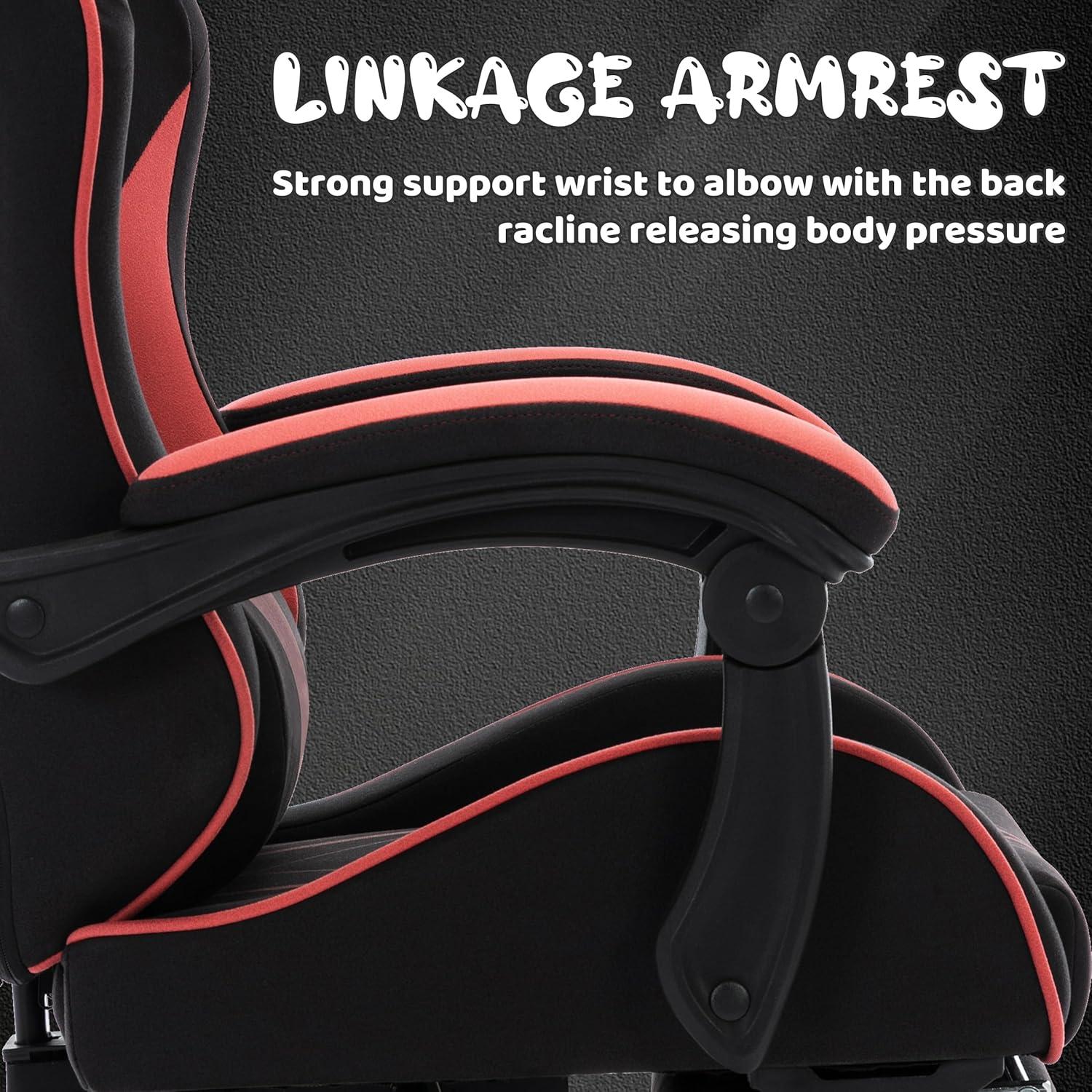 Gaming Stuhl mit Fußstütze Ergonomisch Kopfstütze Lendenkissen Premium 130kg