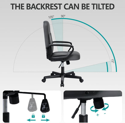 MIXASTEP Schreibtischstuhl Bürostuhl mit einzigartigem Design, PU-Leder, robust, bis 300 Pfund, verstellbar, Luxus-Look
