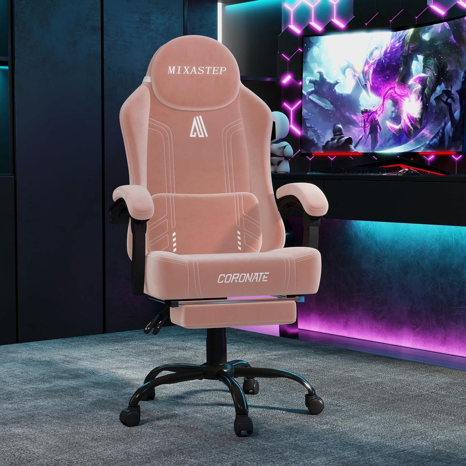 Ergonomischer Gaming-Stuhl mit 360° Drehfunktion in Rosa