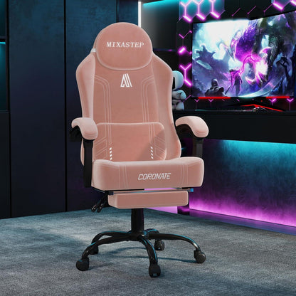 Ergonomischer Gaming-Stuhl mit 360° Drehfunktion in Rosa