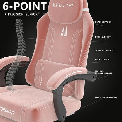 Ergonomischer Gaming Stuhl mit 360° Drehfunktion in Rosa