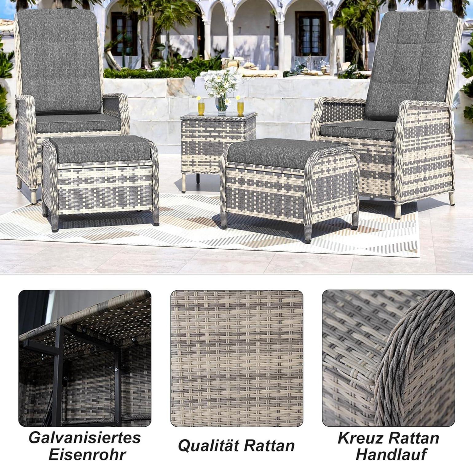 Lounge Set 2 Personen Polyrattan Gartenmöbel Sitzgruppe mit