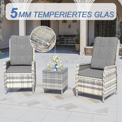 Polyrattan Gartenmöbel Set Sitzgruppe 2 Personen Tisch Rückenlehne Gruy