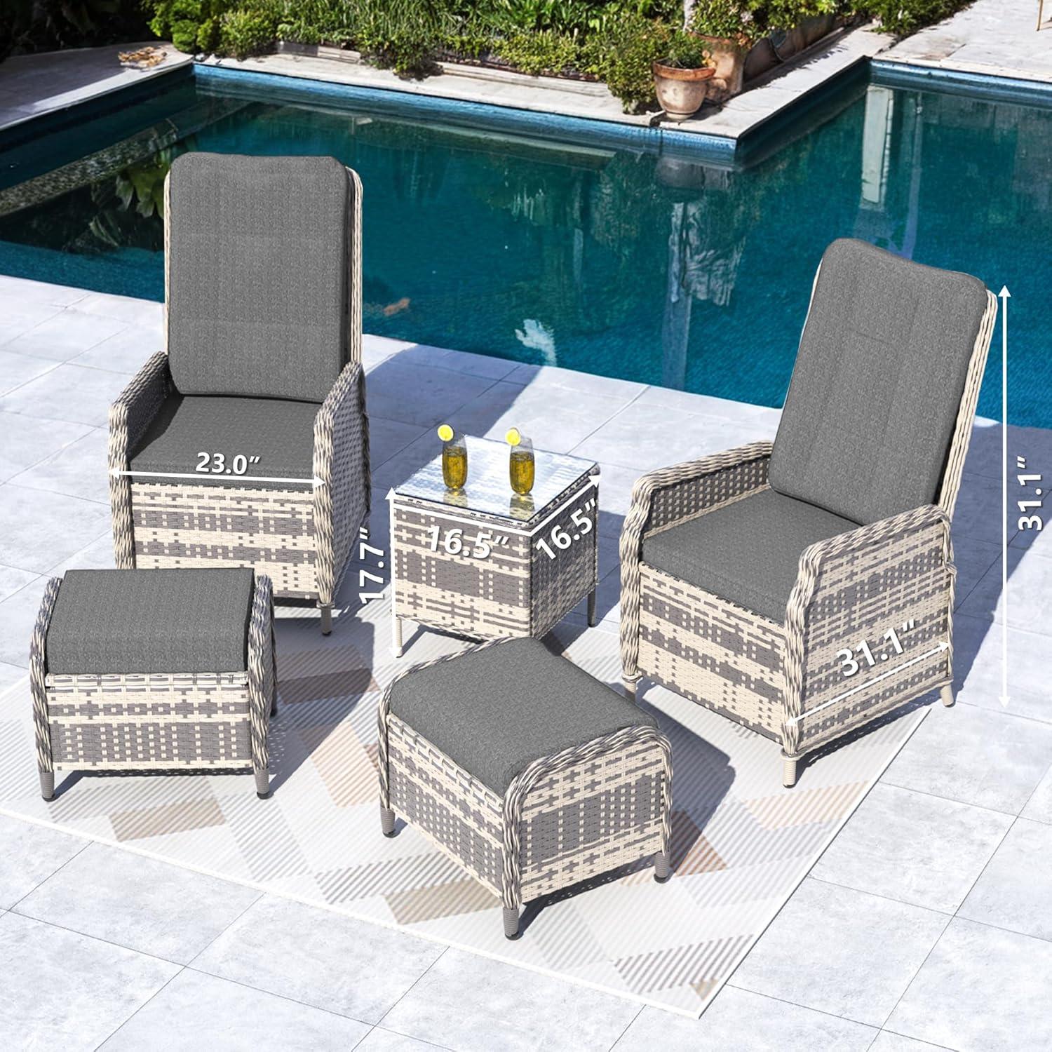 Polyrattan Lounge Set für 2 Personen mit verstellbarer