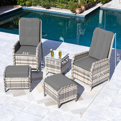 Polyrattan Lounge Set für 2 Personen mit verstellbarer