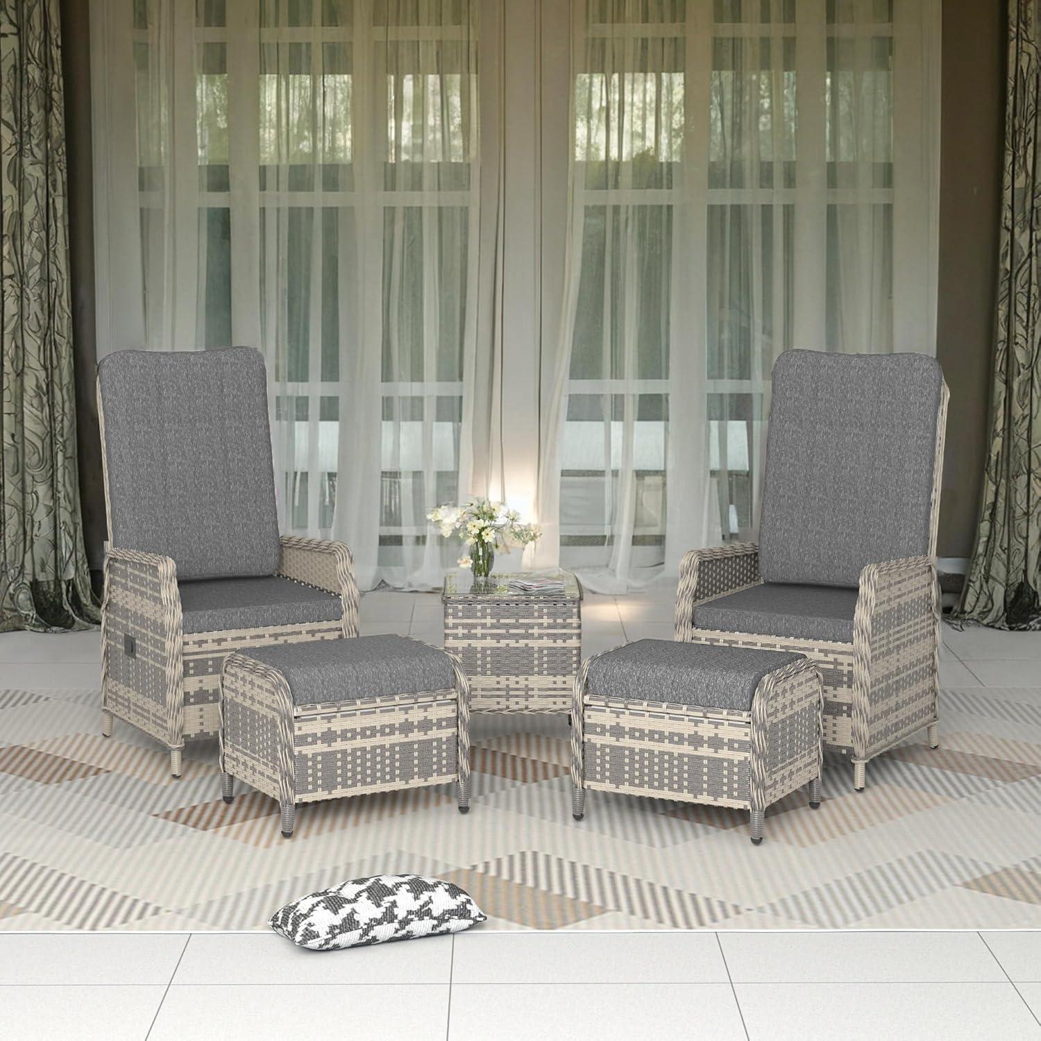 Polyrattan Gartenmöbel Set Sitzgruppe 2 Personen Tisch Rückenlehne Gruy