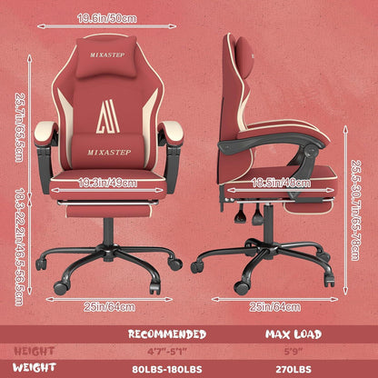 Gaming Stuhl mit Fußstütze und Ergonomie-Eigenschaften