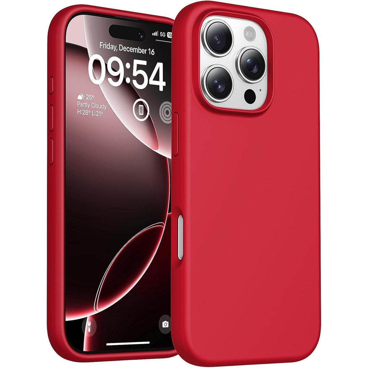 Silikon Hülle für iPhone 16 Pro Max, Rot, Stoßfest