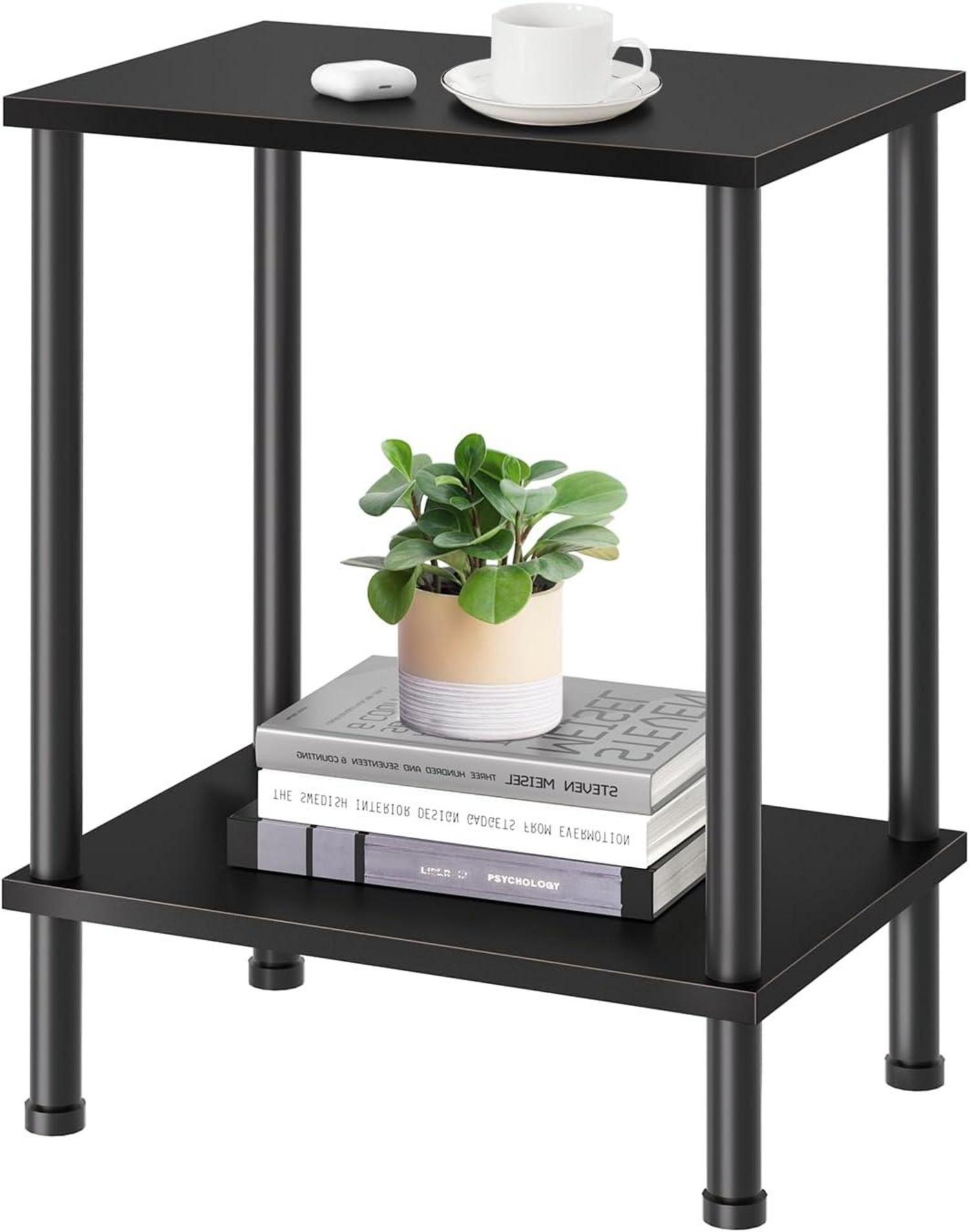Beistelltisch Holz Moderne 2-Ebenen Nachttisch 40x30x55 Schwarz