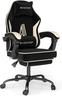 Gaming Stuhl mit Fußstütze Ergonomisch Kopfstütze Lendenkissen