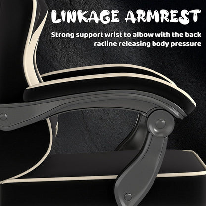 Gaming Stuhl mit Fußstütze Kopfstütze Lendenkissen 130kg Ergonomisch