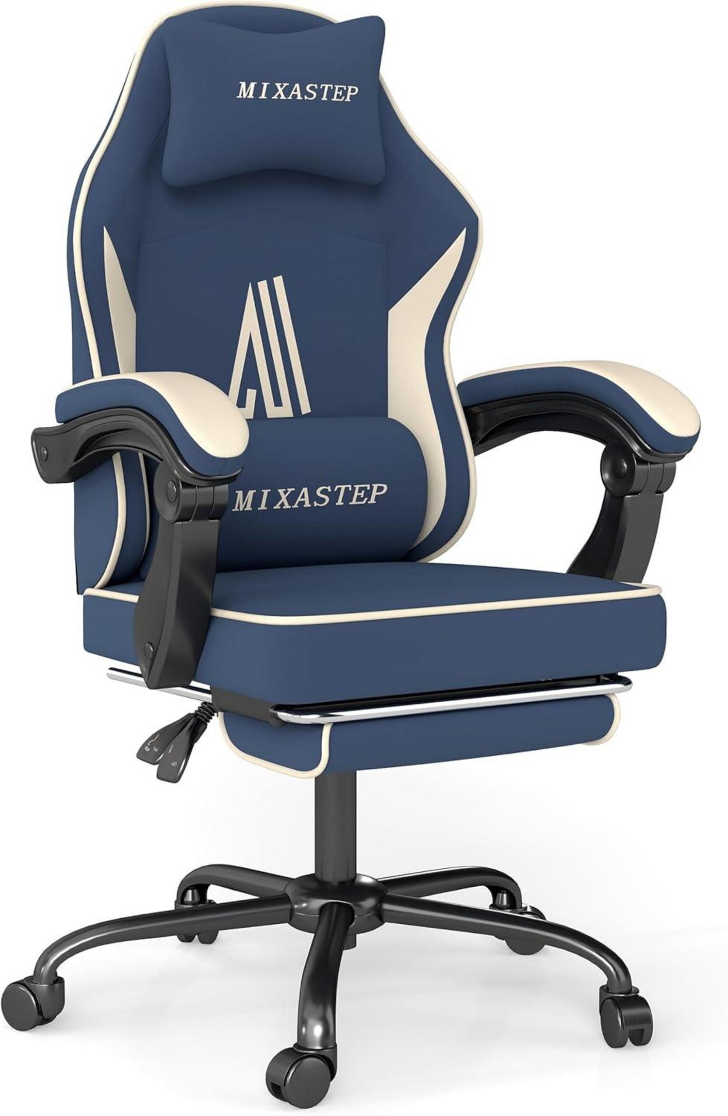 Ergonomischer Gaming Stuhl mit Fußstütze & Lendenkissen