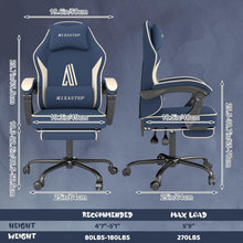 Ergonomischer Gaming Stuhl mit Fußstütze, Kopfstütze und