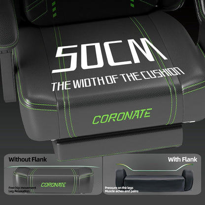 Ergonomischer Gaming Stuhl mit 360° Drehfunktion und verstellbarer Rückenlehne, PC-Stuhl für Erwachsene/Jugendliche 150KG, grün