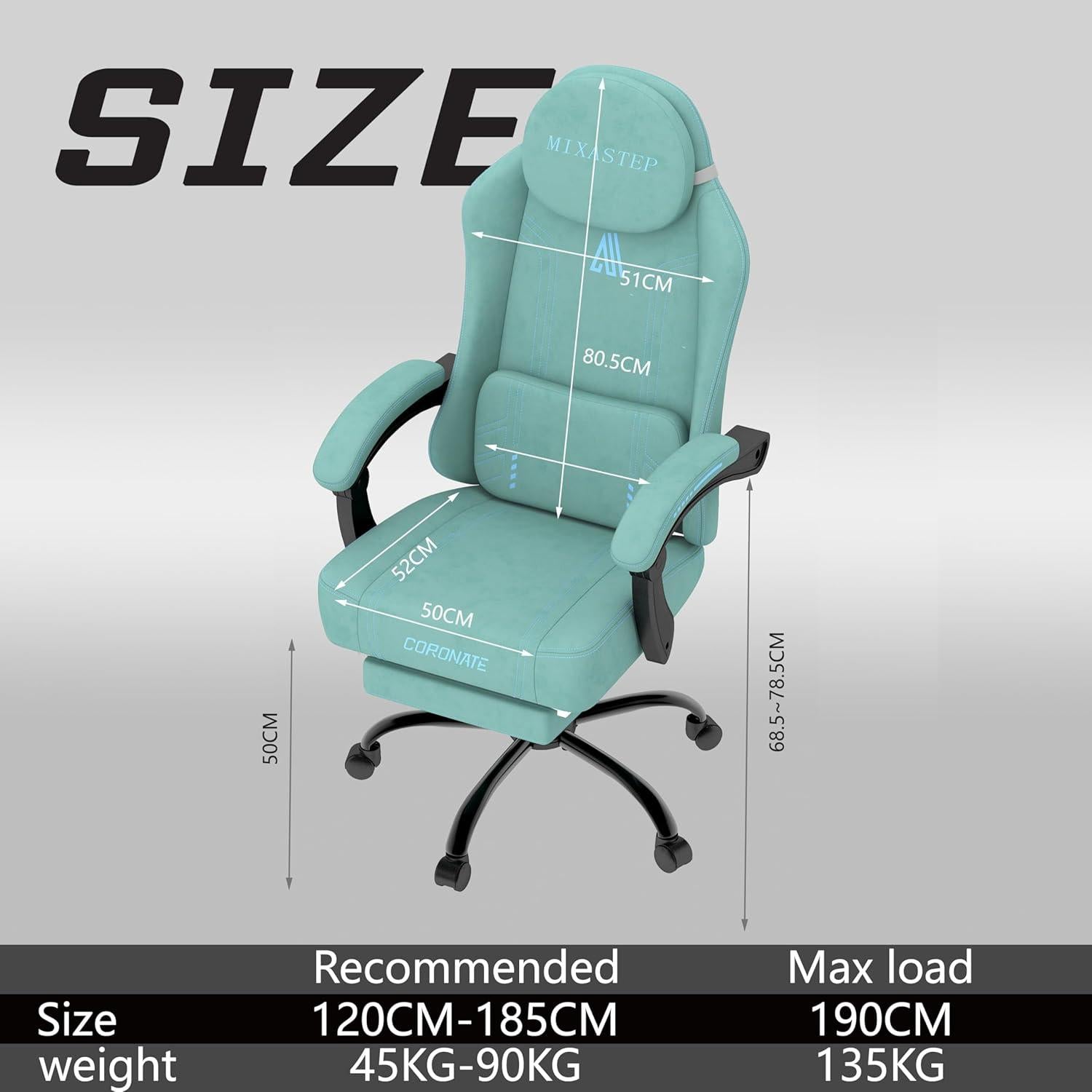 Ergonomischer Gaming Stuhl mit 360° Drehfunktion in Blau