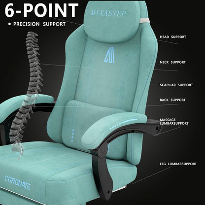Ergonomischer Gaming Stuhl Verstellbare Rückenlehne 360° Drehfunktion Blau