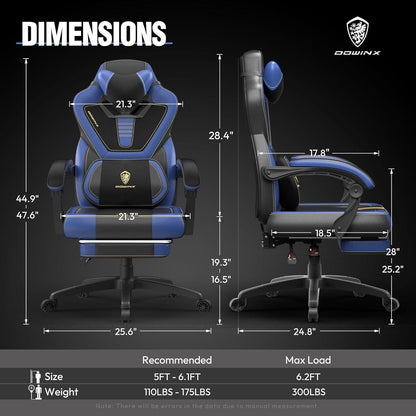 Dowinx Gaming Stuhl mit Massagefunktion und Fußstütze, Blau