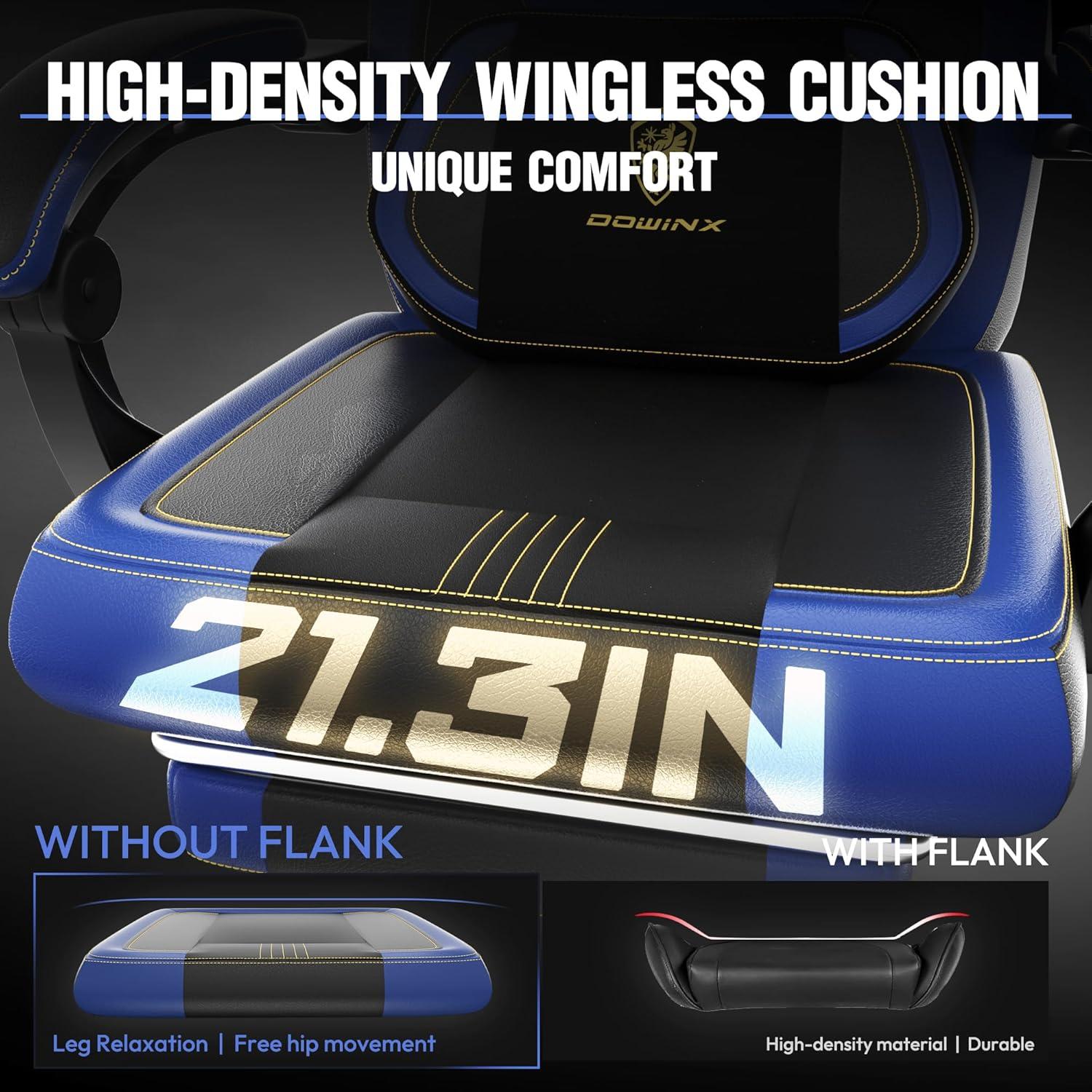 Dowinx Gaming Stuhl für schwere Menschen mit Massage und Fußstütze, 150 kg, Blau