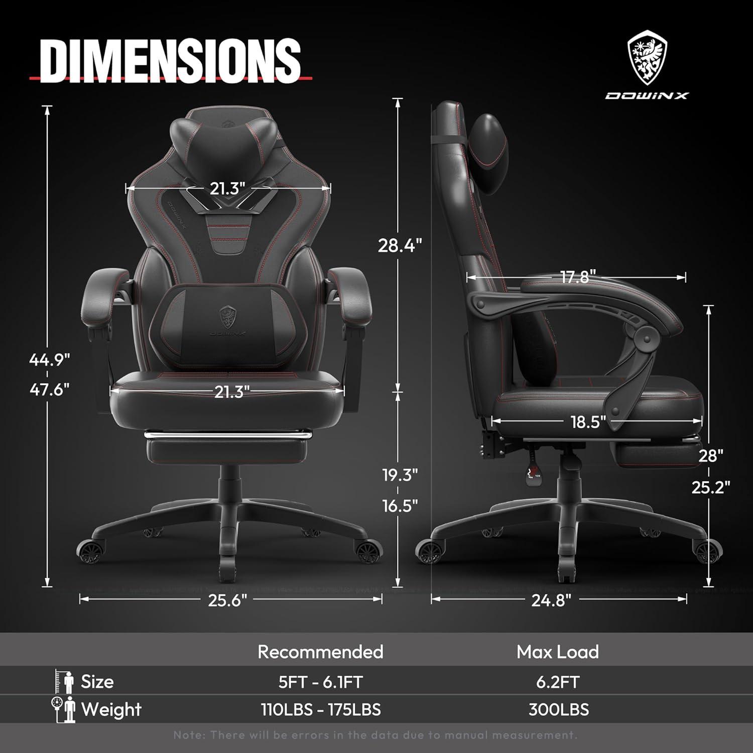 Gaming Stuhl mit Fußstütze und Massagefunktion für Erwachsene