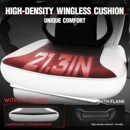 Dowinx Gaming Stuhl mit Fußstütze, Massage & Kopfstütze - Ergonomisches Design bis 150 kg - Weiß - für Erwachsene & Gamer