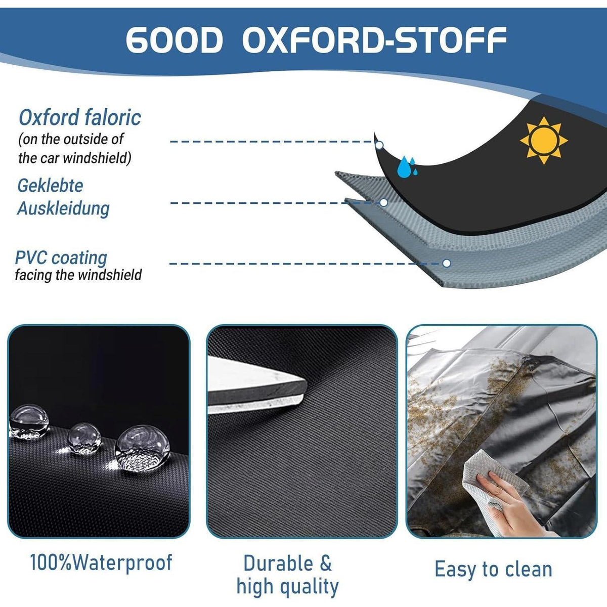 Frontscheibenabdeckung Ford Transit Custom 2012-2022 Verdunkelung