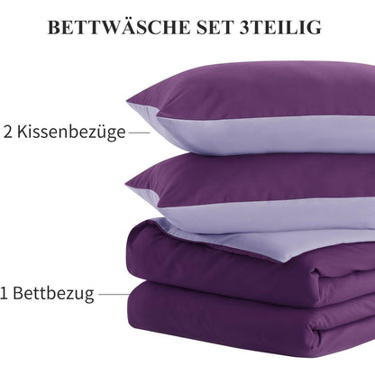 Bettwäsche-Set 200x220 cm Lila Lavendel Wendebettwäsche Mikrofaser