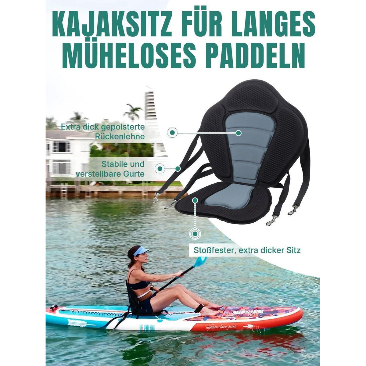 Aufblasbares Stand Up Paddle Board für 2 Personen mit Sitz & Zubehör
