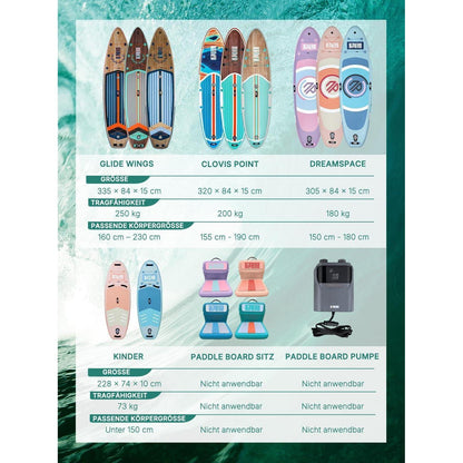 Aufblasbares Stand Up Paddle Board für 2 Personen mit Sitz & Zubehör
