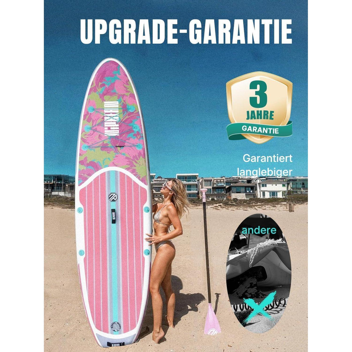 Aufblasbares Stand Up Paddle Board für 2 Personen mit Sitz & Zubehör