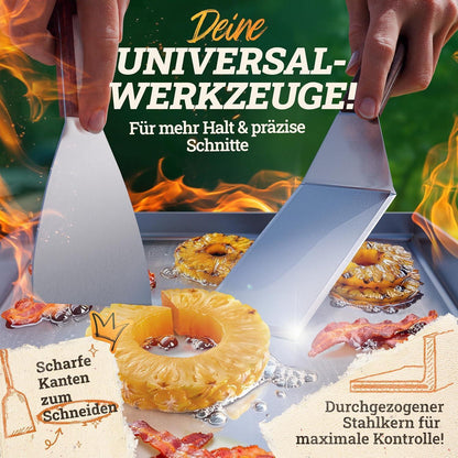 Edelstahl Plancha Grillplatte 30x40cm mit Burger Master Set