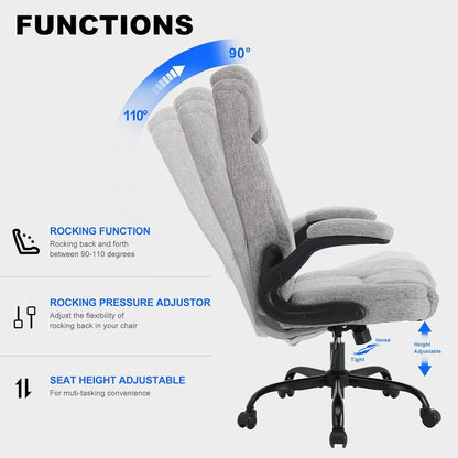 Ergonomischer Bürostuhl 150KG Belastbarkeit Stoff Chefsessel