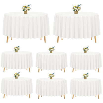 8x Runde Tischdecke Elfenbein 305cm – Waschbar & Elegant