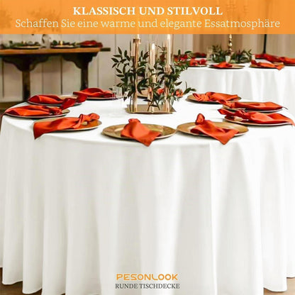 8x Runde Tischdecke Elfenbein 305cm – Waschbar & Elegant