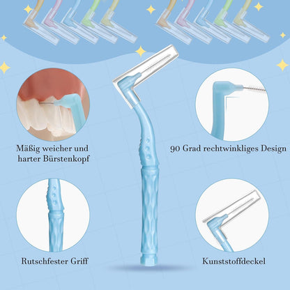 50 Interdentalbürsten L-Form 5 Größen Rutschfester Griff Dentalbürsten