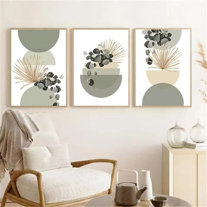 3er Set Boho Poster Grün Pflanzen Wandbilder Wohnzimmer Schlafzimmer