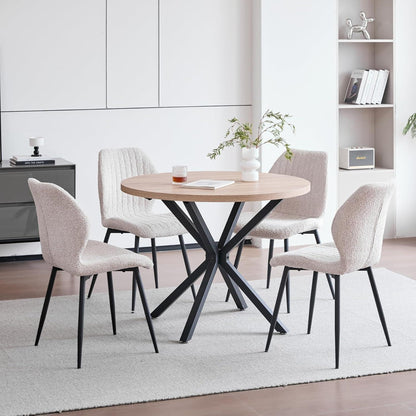 4er Set Esszimmerstühle Modern Beige Streifenmuster